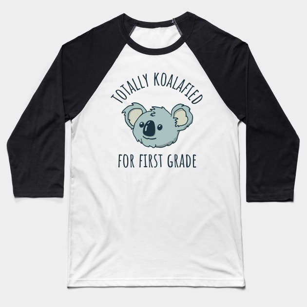 First Grade Back to School Koala Baseball T-Shirt by Huhnerdieb Apparel